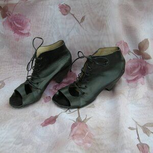 MARSELL size 40/9-9.5 Black Leather lace up Open toe shoes USED - need repair